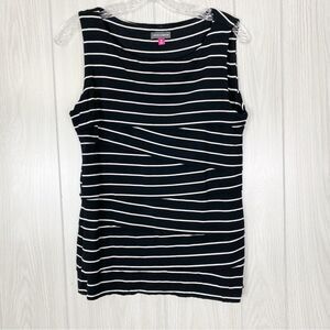 Vince Camuto | Black & White Striped Layered Sleeveless Blouse Size Medium